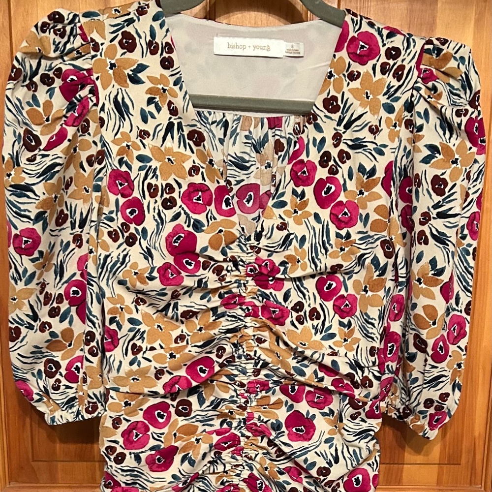 Bishop + Young Floral Mini Dress - Pink and Tan